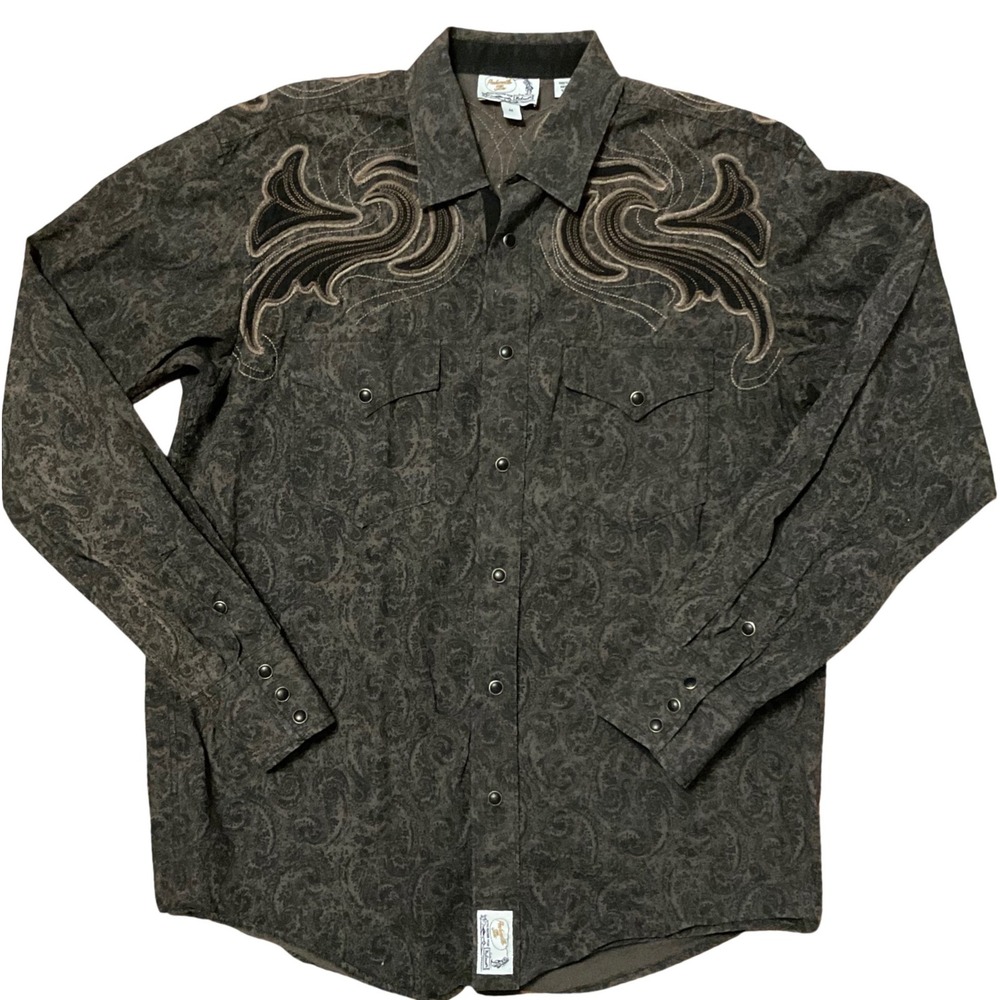 Panhandle Slim Mens Brown Paisley Western Pearl Snap Shirt Embroidered 3659094 M